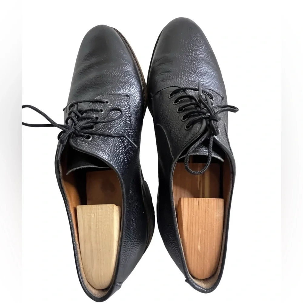 Salvatore Ferragamo Oxford Pebbled Black Leather Shoes Mens Size 11